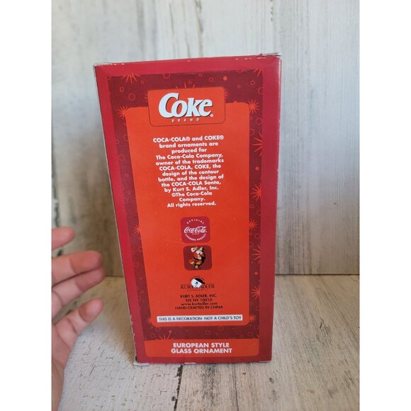 Vintage European glass coke can ornament Xmas glitter soda - Picture 7 of 7